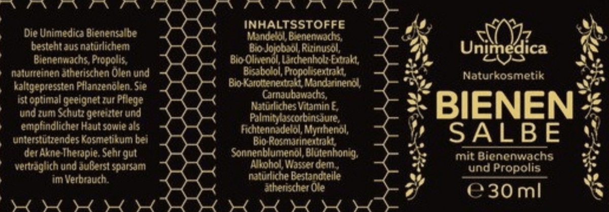 Bienensalbe - mit Bienenwachs und Propolis - 30 ml - CremeUnimedica Kornkammer Natur