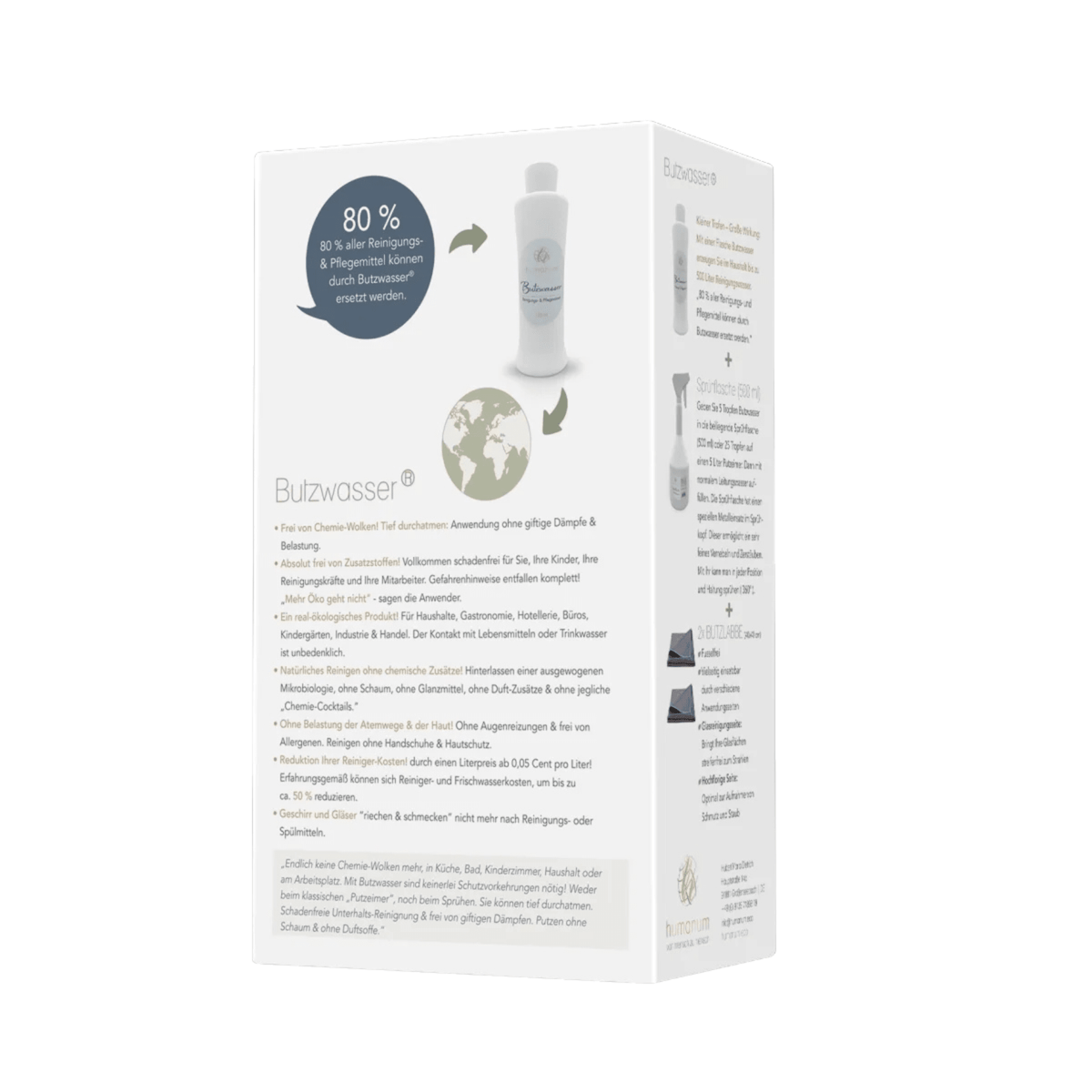 Save Me Box (Butzwasser mit Sprühflasche und 2 x Mikrofasertuch) - Haushalt Humanum Kornkammer Natur