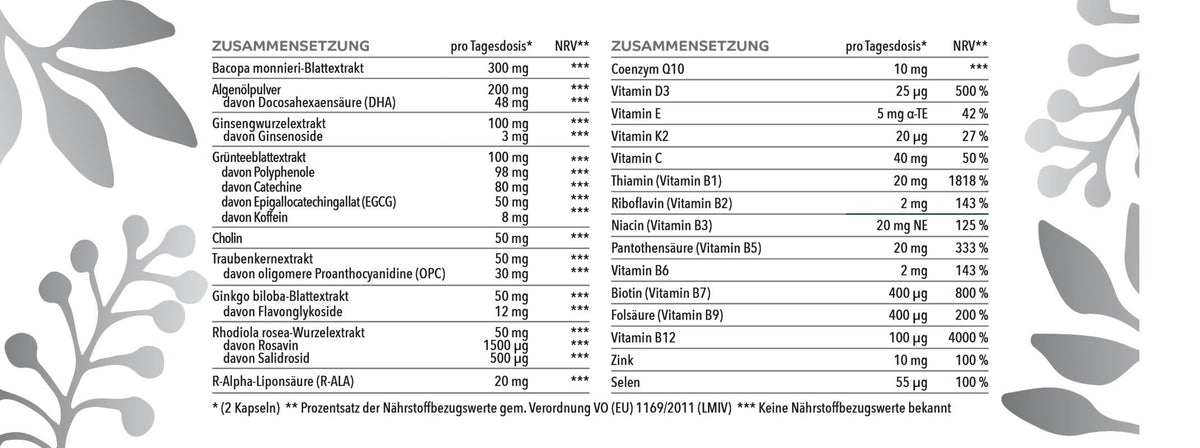 Gedächtnis* Komplex mit Ginkgo Extrakt - 120 Kapseln - NahrungsergänzungUnimedica Kornkammer Natur