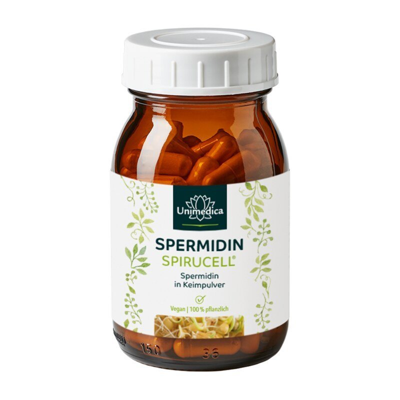 Spermidin Spirucell® - 1,2 mg pro Tagesdosis (4 Kapseln) - 90 Kapseln - Nahrungsergänzung Unimedica Kornkammer Natur