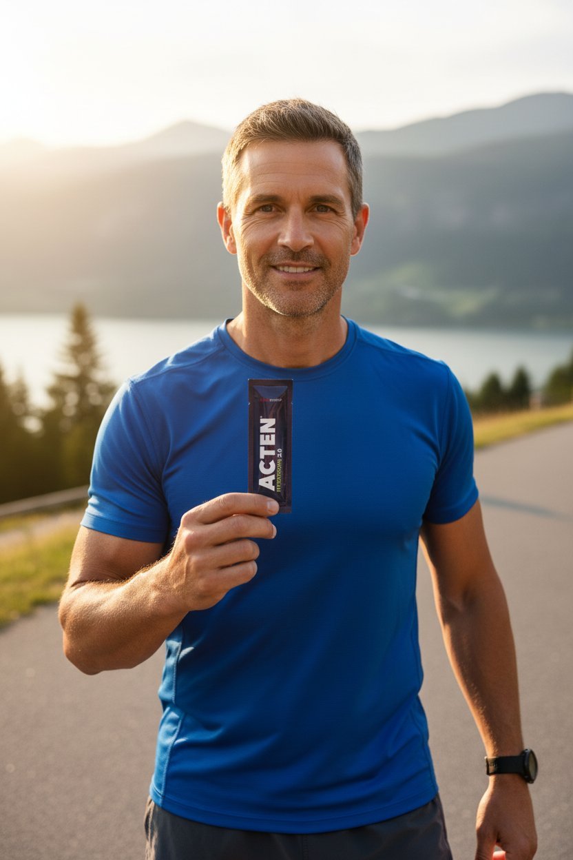 ACTEN Gel - Kollagen - Peptide mit Vitamin C & Zink für Gelenke und Knochen - Nahrungsergänzung - Acten AG - Kornkammer Natur - Mann Sportler