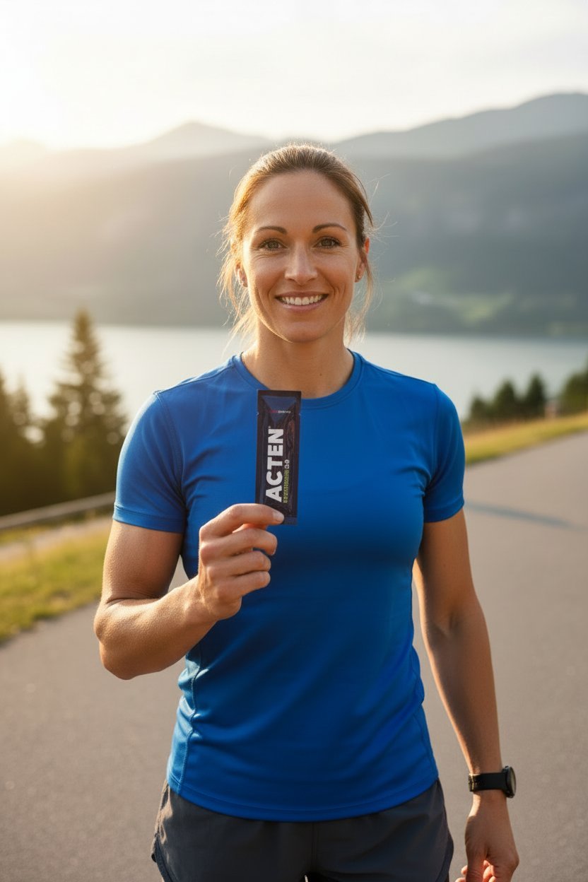 ACTEN Gel - Kollagen - Peptide mit Vitamin C & Zink für Gelenke und Knochen - Nahrungsergänzung - Acten AG - Kornkammer Natur - Frau Sportlerin