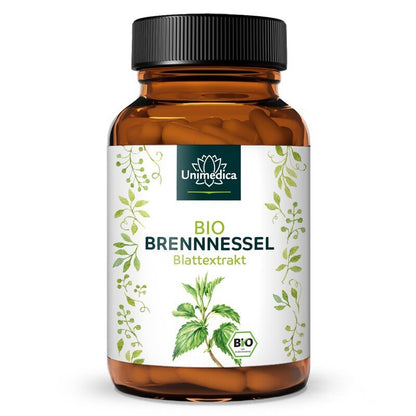 Bio Brennnessel - 10:1 Brennnesselblattextrakt - 1000 mg pro Tagesdosis (2 Kapseln) - 180 Kapseln - NahrungsergänzungUnimedica Kornkammer Natur