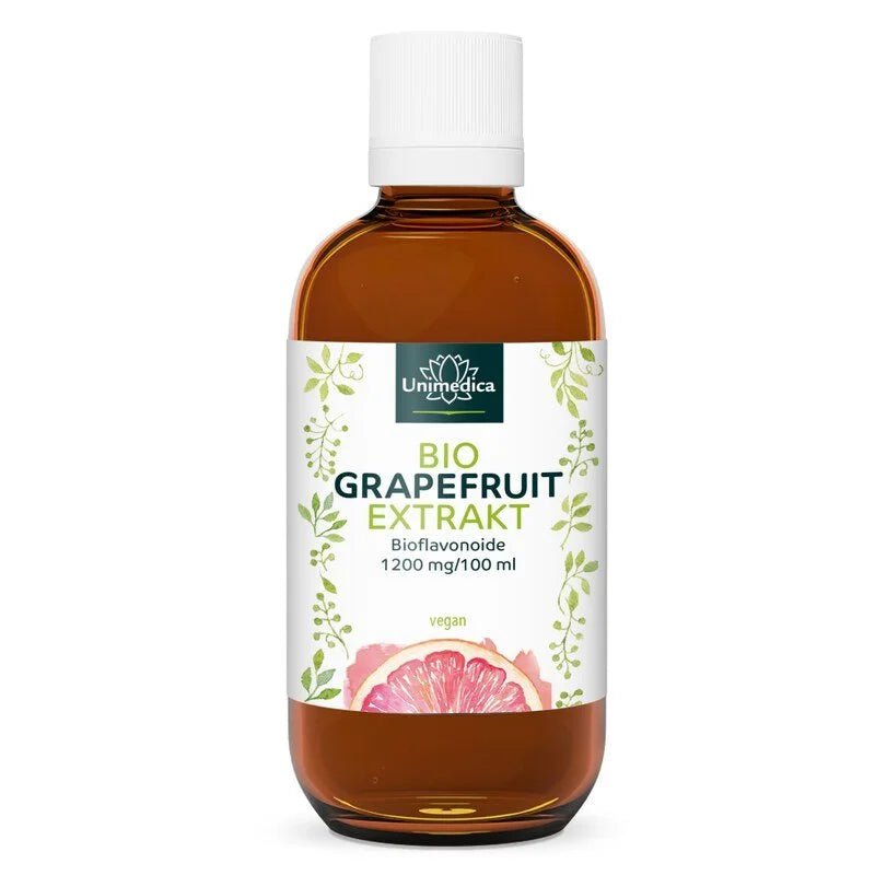 Bio Grapefruitkernextrakt - 2600 mg pro Tagesdosis (3 x 20 Tropfen) - 100 ml - Nahrungsergänzung - Unimedica - Kornkammer Natur