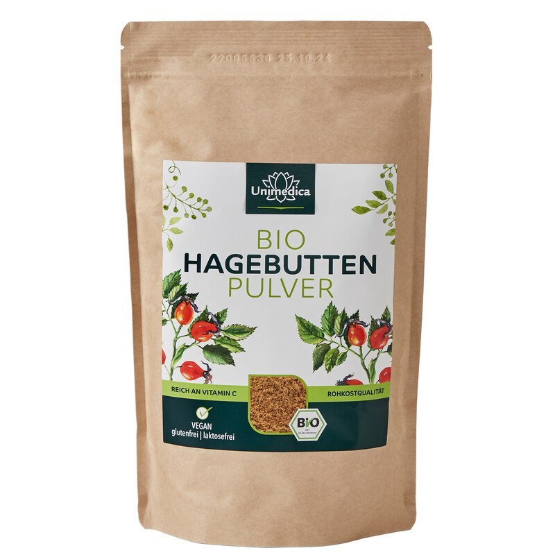 Bio Hagebuttenpulver - natürliches Vitamin C - ballaststoffreich - NahrungsergänzungUnimedica Kornkammer Natur