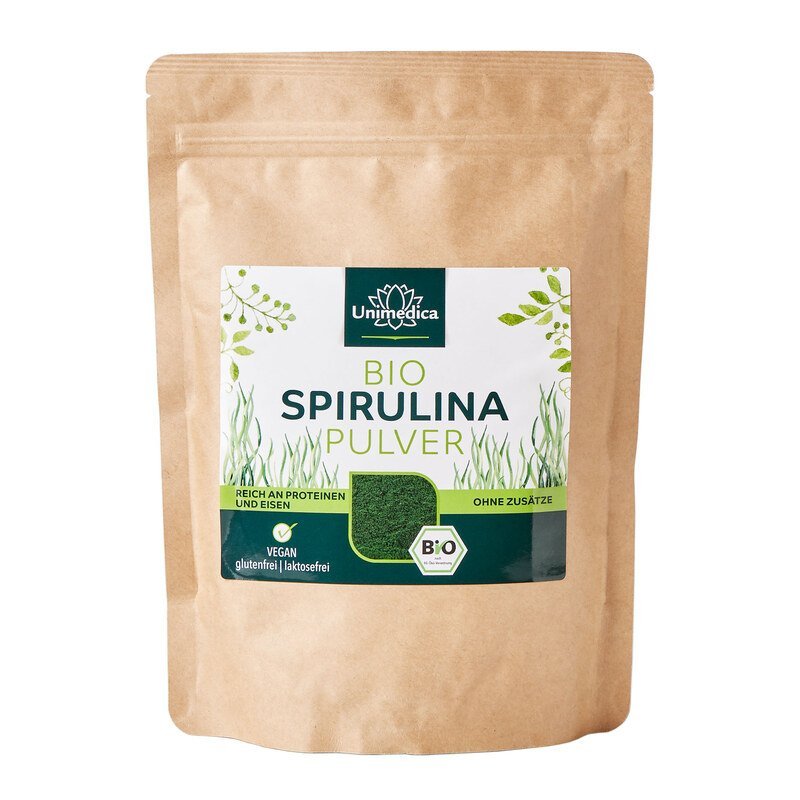 Bio Spirulina Pulver - 500 g - proteinreich - Nahrungsergänzung -Unimedica - Kornkammer Natur