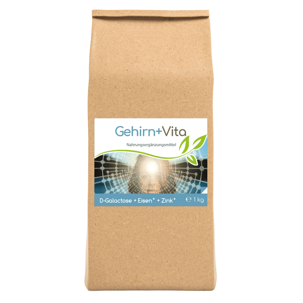 Gehirn+ Vita Vorratsbeutel (mit D - Galactose, Eisen &amp; Zink) - NahrungsergänzungCellavita Kornkammer Natur