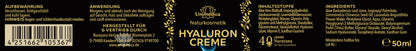 Hyaluron Creme - mit Aloe vera - Blattsaft, Hyaluronsäure und Lavendel - 50 ml - CremeUnimedica Kornkammer Natur