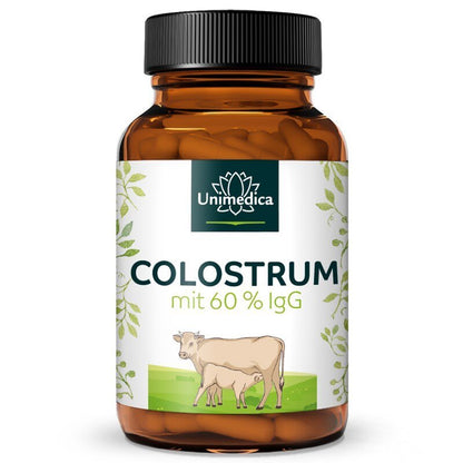 Kolostrum - 600 mg pro Tagesdosis (2 Kapseln) - mit 60 % IgG - 60 Kapseln - NahrungsergänzungUnimedica Kornkammer Natur