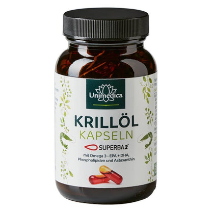 Krillöl SUPERBA 2™ - reich an Omega - 3 - Fettsäuren EPA + DHA - 1.000 mg Krillöl - 120 Kapseln - Nahrungsergänzung Unimedica