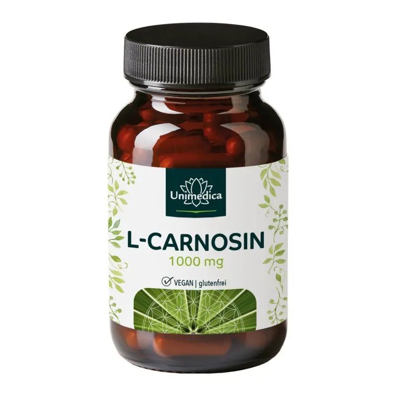 L - Carnosin - 1000 mg pro Tagesdosis (2 Kapseln) - hochdosiert - 60 Kapseln - Nahrungsergänzung Unimedica Kornkammer Natur