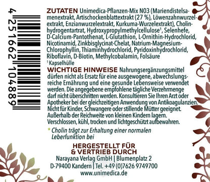 Leber Komplex mit Vitaminen - 120 Kapseln - NahrungsergänzungUnimedica Kornkammer Natur