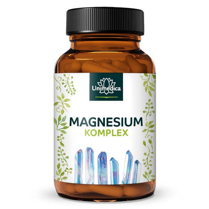 Magnesium Komplex - 417 mg elementares Magnesium pro Tagesdosis (2 Kapseln) - 180 Kapseln - Nahrungsergänzung Unimedica