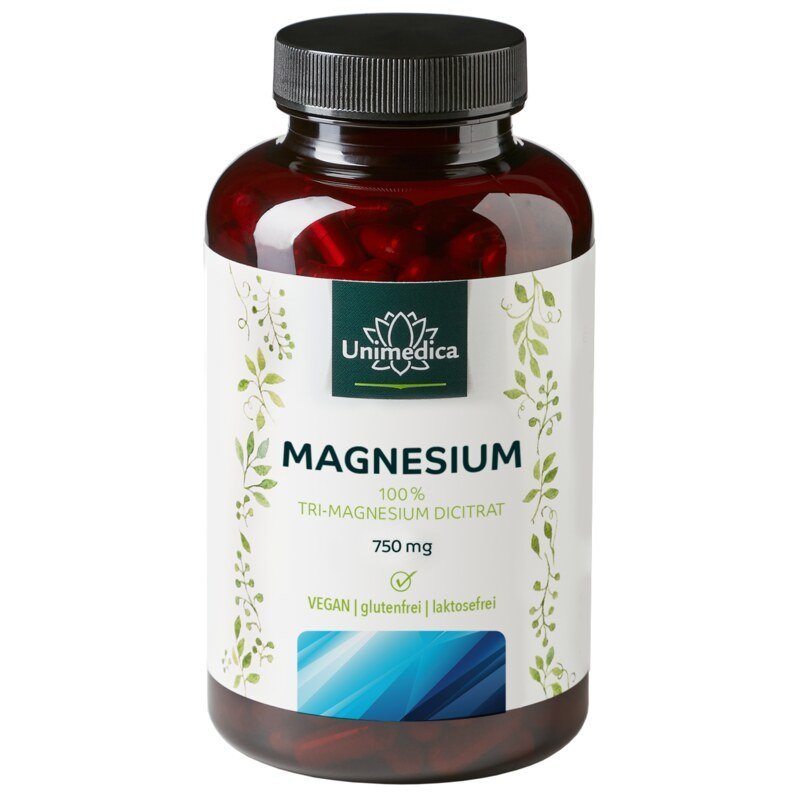Magnesiumcitrat - Tri - Magnesium - Dicitrat - 360 mg elementares Magnesium pro Tagesdosis (3 Kapseln) - 180 Kapseln - Nahrungsergänzung - Unimedica Kornkammer Natur