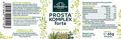 Prosta* Komplex forte - mit Kürbiskernextrakt und Sägepalmenextrakt - 90 Kapseln - Nahrungsergänzung Unimedica Kornkammer