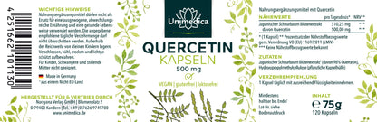 Quercetin - 500 mg pro Tagesdosis - NahrungsergänzungUnimedica Kornkammer Natur