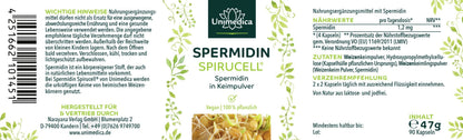 Spermidin Spirucell® - 1,2 mg pro Tagesdosis (4 Kapseln) - 90 Kapseln - NahrungsergänzungUnimedica Kornkammer Natur