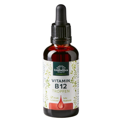 Vitamin B12 Tropfen - ohne Alkohol - VEGAN - 50 ml - NahrungsergänzungUnimedica Kornkammer Natur