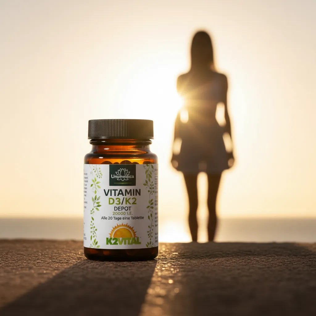 Vitamin D3 / K2 MK7 All - trans Depot - D3 20.000 I.E. 500µg / K2 200 µg (1 Tablette) - 180 Tabletten - NahrungsergänzungUnimedica Kornkammer Natur