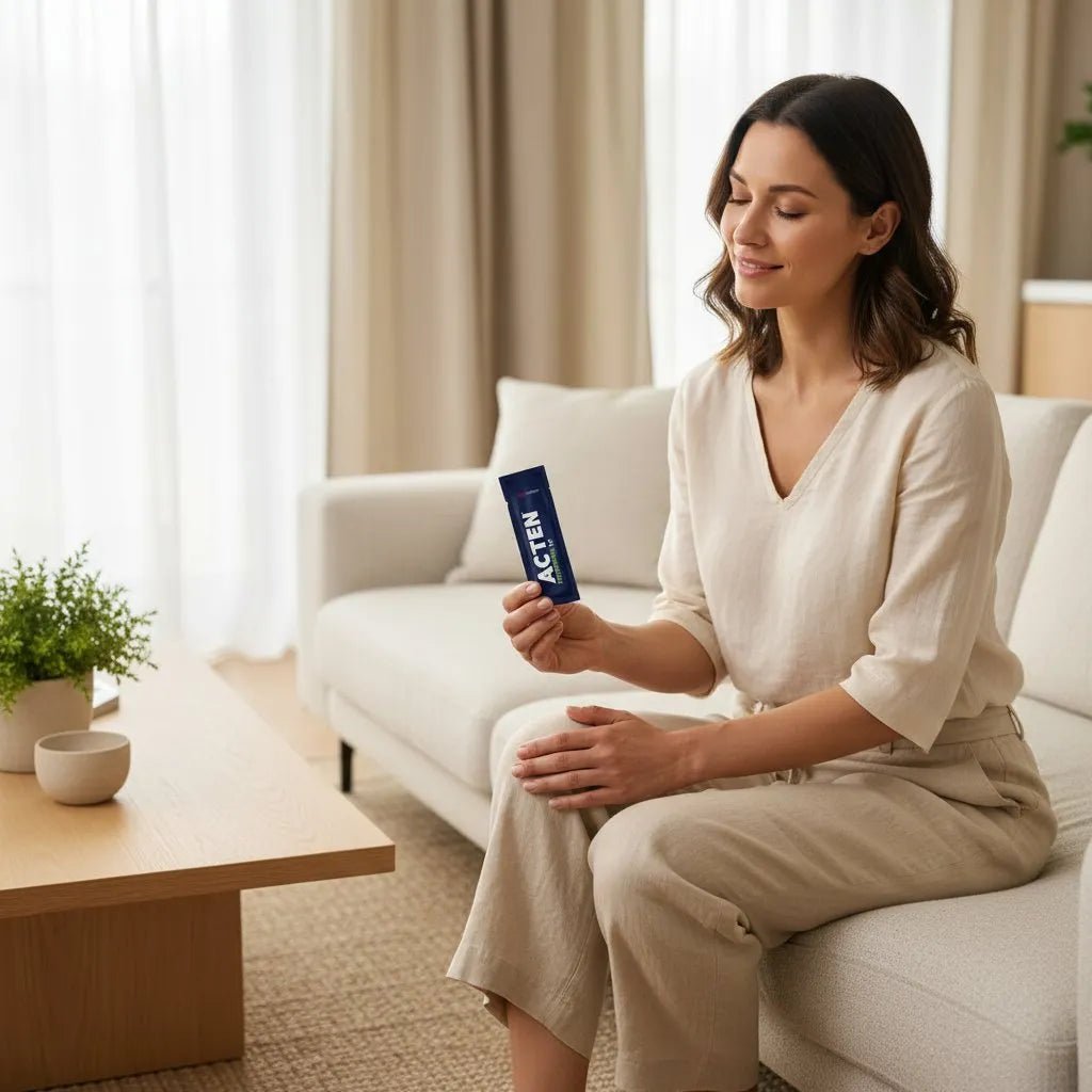 ACTEN Gel - Kollagen - Peptide mit Vitamin C &amp; Zink für Gelenke und Knochen - Nahrungsergänzung - Acten AG - Kornkammer Natur - Frau - Knie