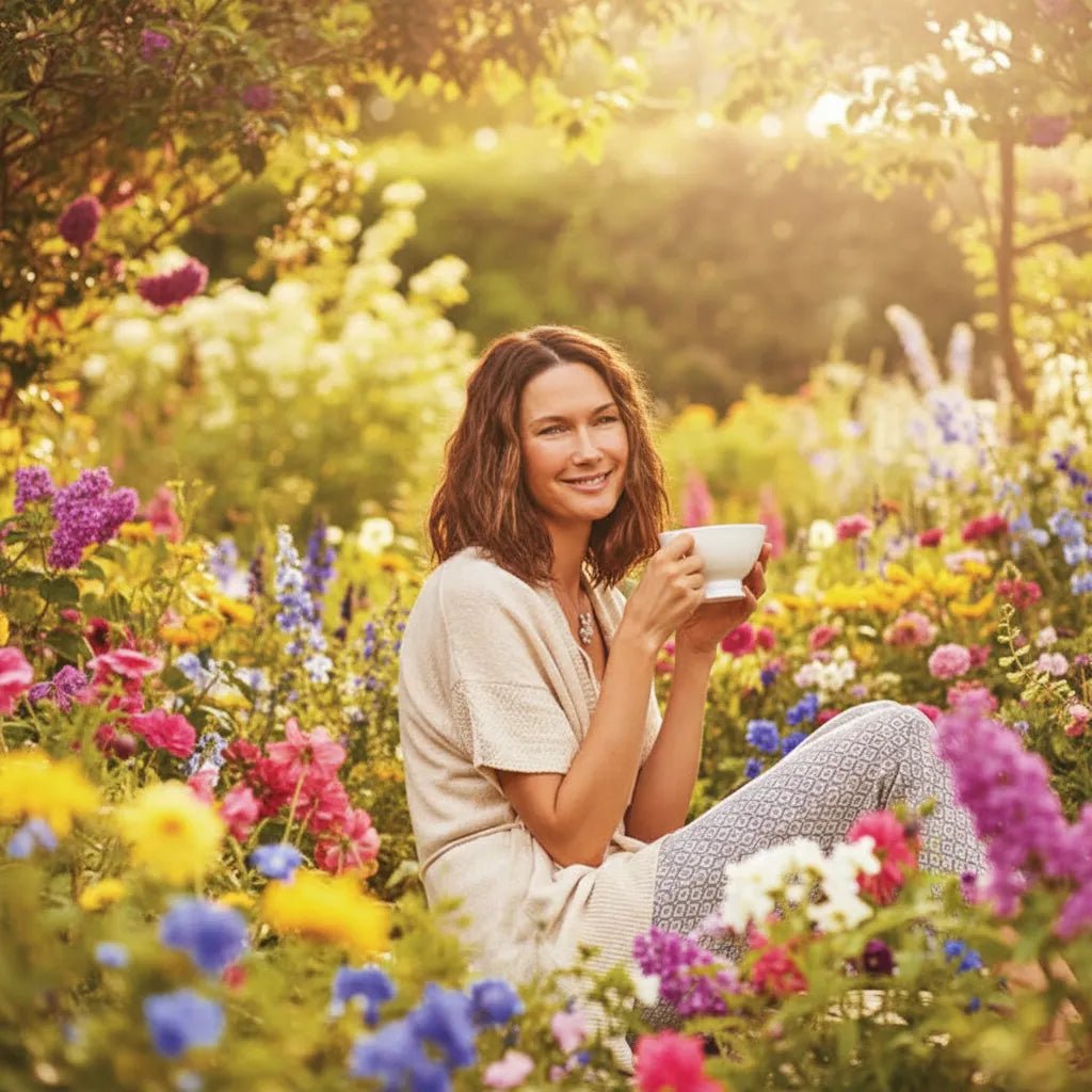 Chi Café free - Wohlfühlen - Dr. Jacobs Kornkammer Natur - ohne Coffein - Frau  im Garten
