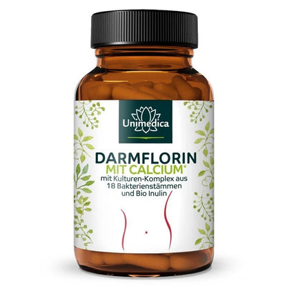 Darmflorin mit Calcium - mit Kulturen Komplex aus 18 Bakterienstämmen und Bio Inulin - 180 Kapseln - NahrungsergänzungUnimedica Kornkammer Natur