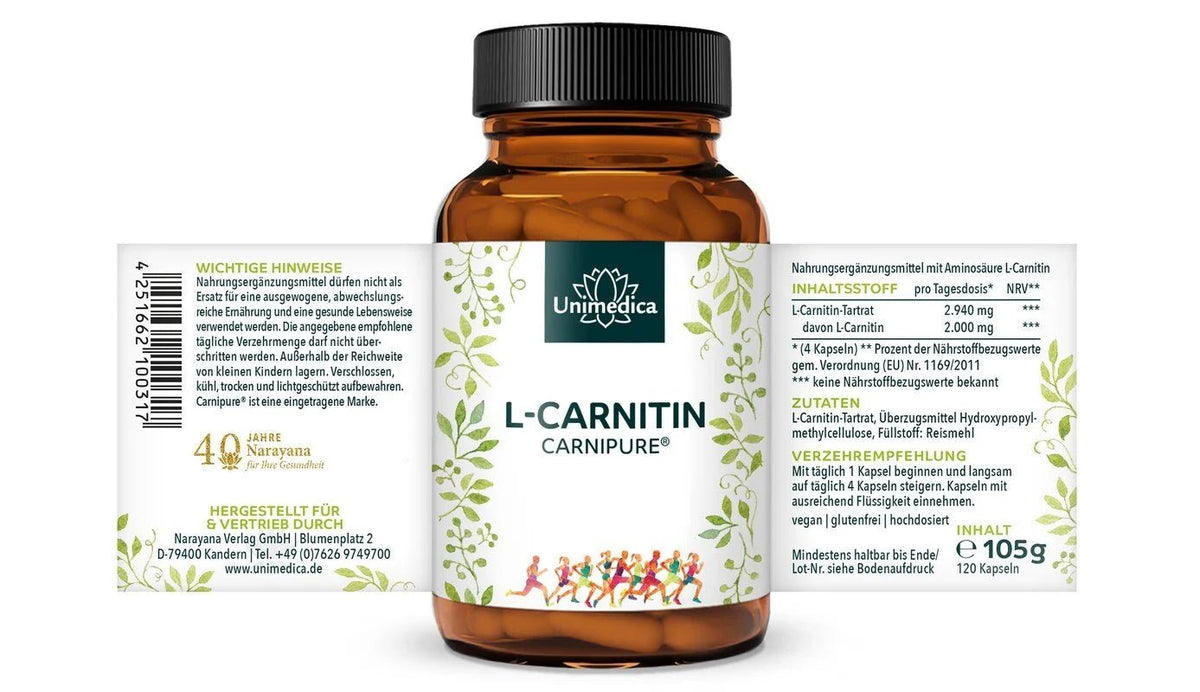 L - Carnitin (Carnipure®) - 2000 mg pro Tagesdosis - NahrungsergänzungUnimedica Kornkammer Natur