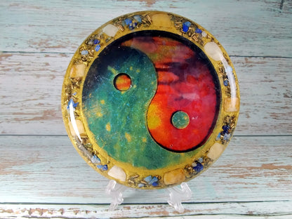 Mittelgroße Orgonit - Platte mit Ying - Yang Symbol - WohlfühlenJ. Selfa Kornkammer Natur